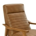thumbnail image 2 of Pemberly Row Saddle Brown Faux Leather Wood Arm Push Back Recliner, 2 of 12