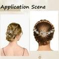 thumbnail image 4 of Juego de 5 horquillas para el pelo con forma de U, con diseño de flores azules, peines, pinzas, accesorios para el pelo, con purpurina dorada, hojas florales, perlas y diamantes de imitación, 4 of 9