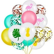SATINIOR 45 Pieces Hawaii Party Decorative Balloon Flamingo Tropical Leaf Pineapple Balloons Colorful Balloon with Round Confetti for Hawaii Luau Party Decorations