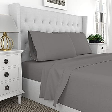 Natural Organic & Eco-Friendly 100% cotton Full Size Sheet Set - 4-Piece Ultra-Light & Breathable Percale Weave Sheets, Deep Pocket, Moisture-Wicking, gOTS certified, (Full, Light grey) by Purity Home