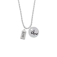 thumbnail image 2 of Delight Jewelry Silvertone Love Silvertone Script Initial Disc - K - Charm Necklace, 20"+3", 2 of 4