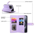 thumbnail image 3 of Allytechgroup Wallet Case for Apple iPhone 16 Pro Max, 9 Cards Holder + Zipper Pocket + Hand Wrist Shockproof Stand Flip Cover RFID Blocking Phone Case for Women Men, Purple, 3 of 7