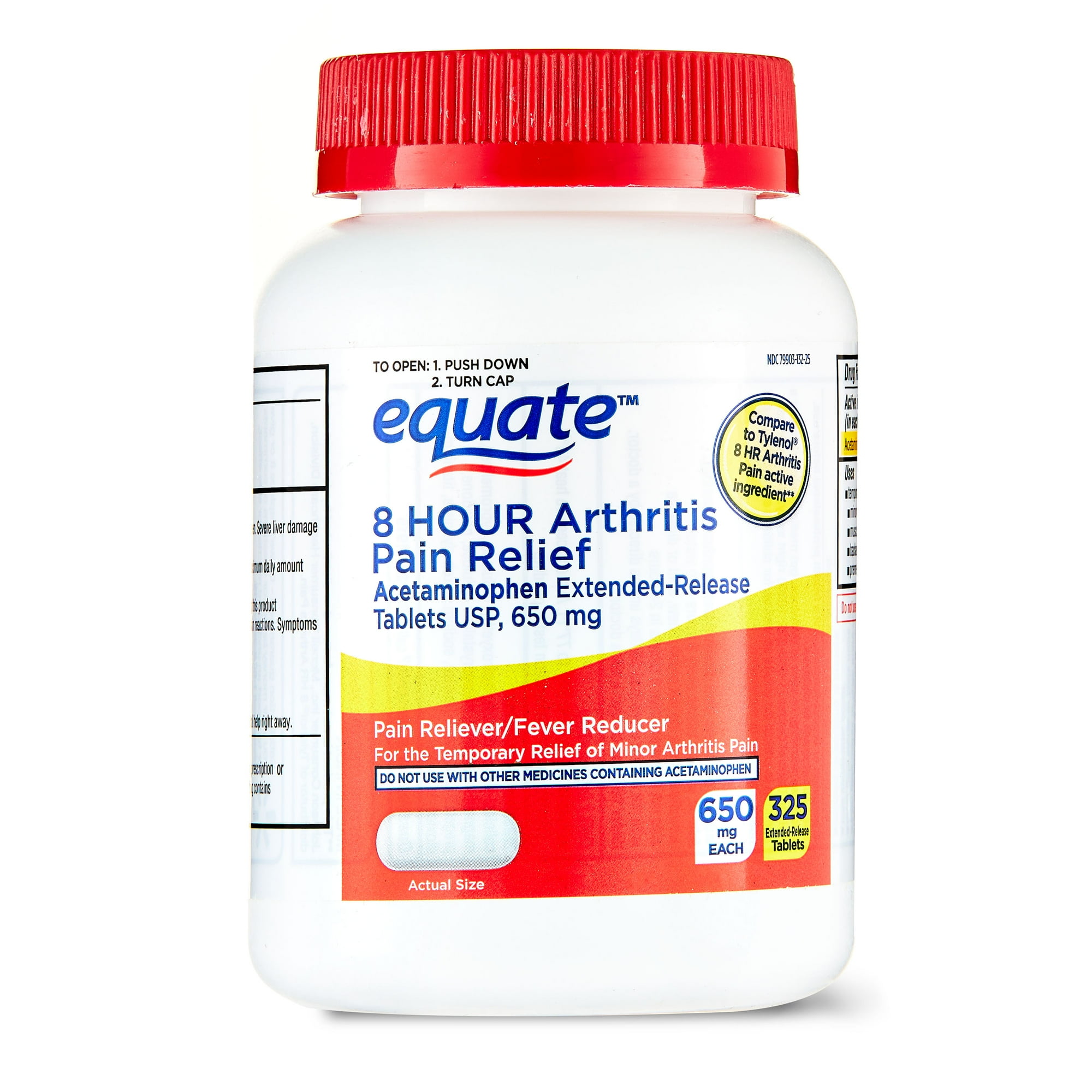 Equate 8 Hour Arthritis Pain Relief Acetaminophen Extended Release Tablets 650mg, 325 Count, Compare to TylenolÂ® 8 HR Arthritis Pain Active Ingredient