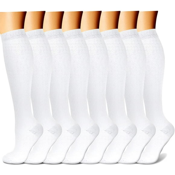 CHARMKING Compression Socks for Women & Men (8 Pairs) 15-20 mmHg Graduated Copper Support Socks are Best for Pregnant, Nurses - Boost Performance, Circulation, Knee High & Wide Calf (L/XL, W