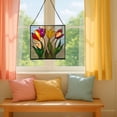 thumbnail image 5 of Tiffany Style Tulip Square Stained Glass Suncatcher – Handmade Floral Hanging Window Panel for Spring, Home, Garden, and Office Décor 47CA19, 5 of 6