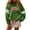 Green #021, variant on Women's Oversized Striped Sleeve Patchwork Pullover Top Christmas Retro Cursive Jolly Letter Print Sweatshirt Y2K Fall Winter Holiday Casual Blouse M