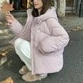 thumbnail image 6 of Fall Outfits for Women 2025 Puffer Jacket Womens Fashionable Casual Solid Color Long Sleeved Hooded Cotton, 6 of 8