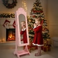 thumbnail image 2 of Ktaxon Kids Jewelry Armoire Cabinet, Standing Jewelry Organizer with Full Length Mirror, Large Storage Capacity, Ideal for Little Girls, Pink, 2 of 10