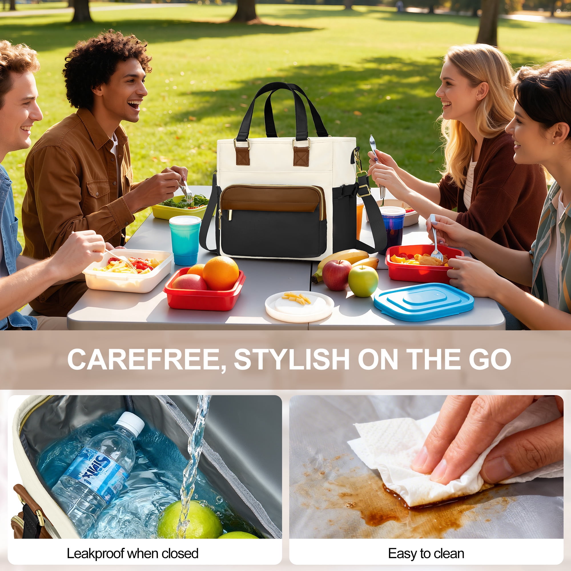 Gynky Insulated Lunch Bag Box Women, Wide Opening Adult Lunch Box Women, Large Leakproof Cooler Bag, Lunch Teacher Tote Bag for Work Picnic Beach Family College