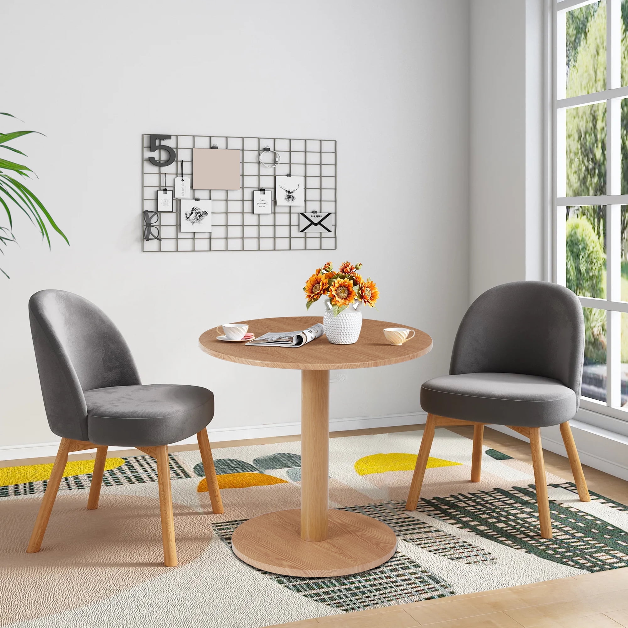PHOYAL 31.5" MDF Round Dining Table for Kitchen Small Space Apartment, Small Round Dining Table for 2, Tulip Style Pedestal Dining Tables, Natural