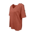 thumbnail image 6 of ZHOGXU Womens Summer T Shirt Short Sleeve V Neck Solid Color Comfortable Lightweight Breathable Tee Top For Casual Daily Wear,Brick Red,Xxl, 6 of 6