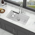 thumbnail image 3 of Undermount Kitchen Sink, Quartz Kitchen Sink - 30" x 19" x 9.65" White granite composite Workstation undermount kitchen sink, White Stainless Steel Kitchen Sink,Quartz Farmhouse Kitchen Sink, 3 of 8