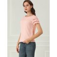thumbnail image 4 of INSPIRE CHIC Blusa De Encaje De Crochet Manga Corta Sólida Para Mujer Rosa M, 4 of 6