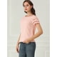 thumbnail image 4 of INSPIRE CHIC Blusa De Encaje De Crochet Manga Corta Sólida Para Mujer Rosa M, 4 of 6