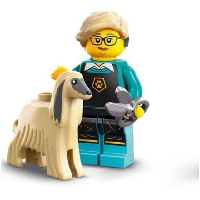 Peluquería para mascotas de la serie 25 de minifiguras LEGO de juguete con afgano