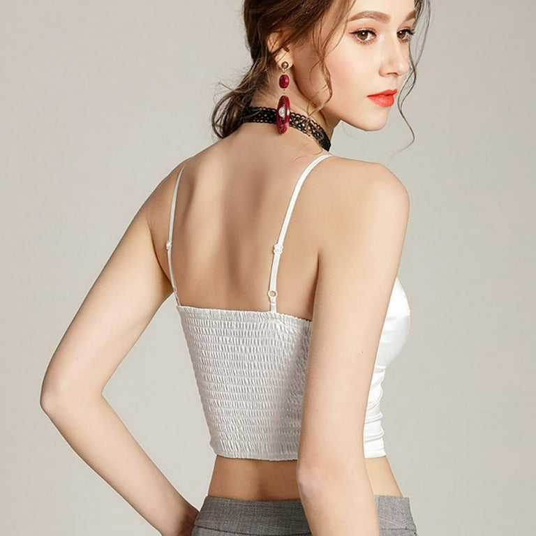 Women Backless Lace Bralette Crop Top Padded Bra Bustier Cami Vest