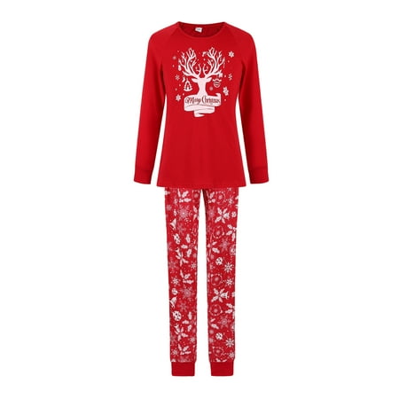 

Merry Women Christmas Suit Christmas Tree Print Family Long Sleeve Home Sets