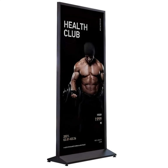 Industrial 33x72in Slide-In Banner Stand, Double-Sided Freestanding Design for Trade Show Booths, Convention Centers, and Airport Terminals