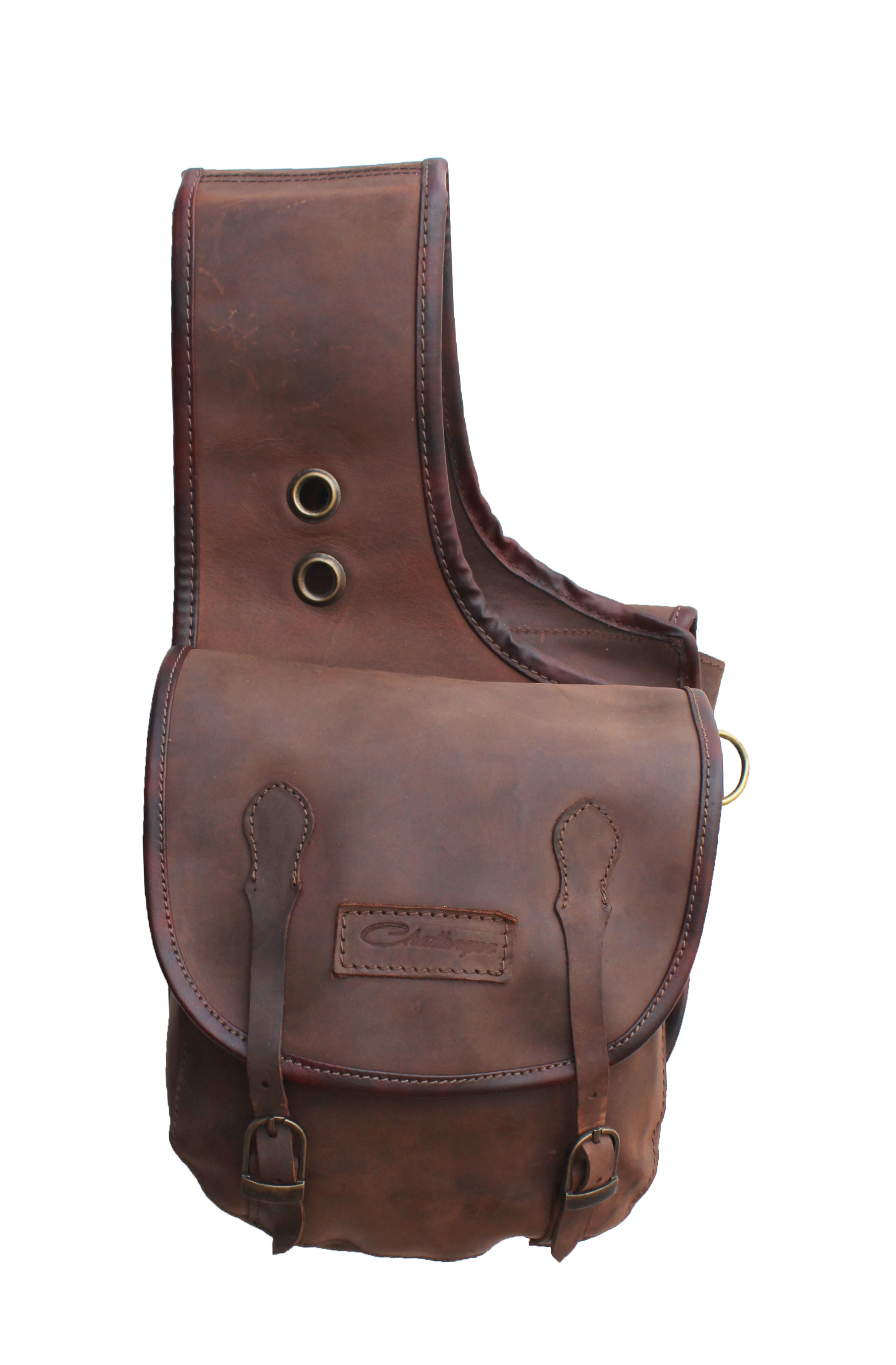 Horse Western Trail Riding Saddle Oiled Leather Cantle Bag Brown