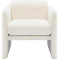 thumbnail image 5 of Accent Chair, Comfy Living Room Chairs with Thick Cushion, Upholstered Modern Arm Chair with Waved Arms, Single Sofa Chair, Lounge Reading Chair for Bedroom, Guest Room, Teddy Fabric, White, 5 of 9
