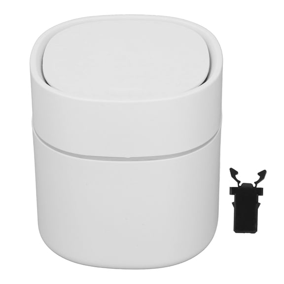 BIMZUC Mini Desktop Trash Can with Lid, White, for Small Spaces and Office Use