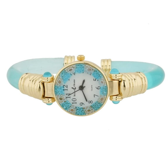 GlassOfVenice Murano Glass Millefiori Bangle Watch - Aqua