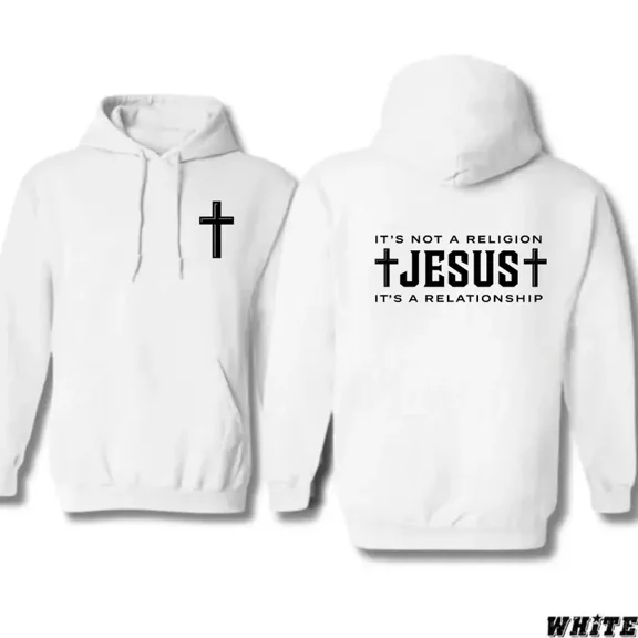 Christian Hoodie – “It’s Not a Religion, It’s a Relationship” Cross Graphic, Cozy Faith Hoodie for Believers