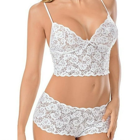 MQLKF Women Lingerie Corset Lace Flowers Push Up Top Bra+Briefs Underwear Set WH XL Sexy Elegant Fashionable Women Sleep Dress
