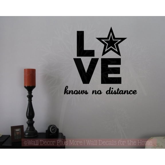 Military Wall Decor Love Knows No Distance Vinyl Quote Wall Decal Sticker, Black 15x14-Inch