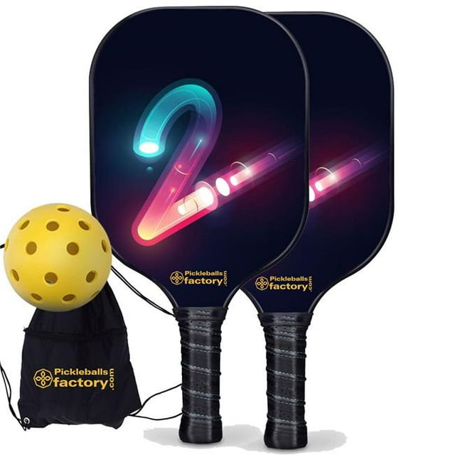 Pickleball Factory PB00017-1-C Pickleball Paddle Set - Tow Pro Pickleball Paddle, Best Pickleball Starter Set, Carbonfiber Graphite