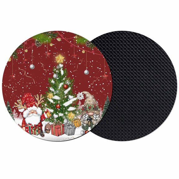 Red Christmas Coasters Set of 2, Absorbent Coasters for Drinks, Gnomes Xmas Tree Snowflake Winter Gifts Coaster for Desk Coffee Table Protection, Home Decor House Warming Gifts 4"