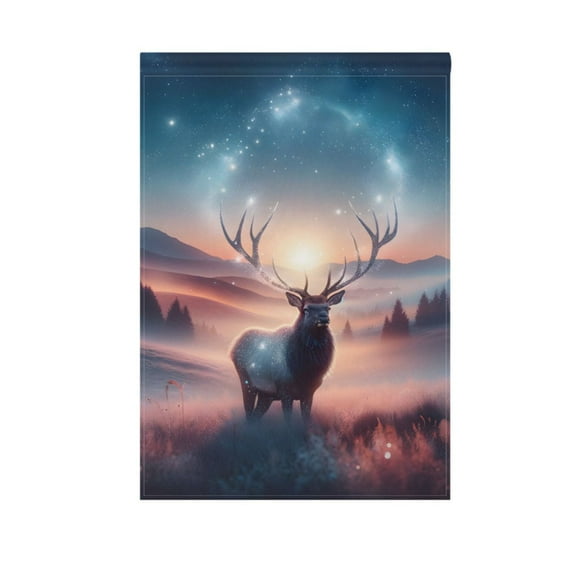 Elk under Night Sky Garden Flag 12X18 Double Sided Yard Flags for Outside Outdoor All Seasonal Decoration