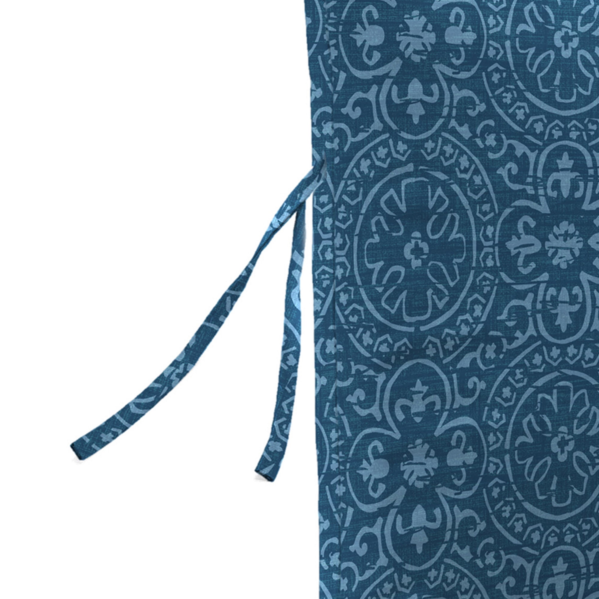 Jordan Manufacturing 38" x 21" Navy Medallion Rectangular Outdoor Chair Cushion with Ties and Hanger Loop (2 Pack)
