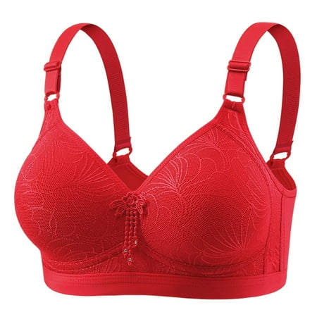 HYSYSB Sports Bras for Women balconette Bras for Women daisy Bra bras for Women bra for Front Buckle Underwear Full Coverage Padded Wireless Thin Stretchable Tank Top Bra seamless Red M