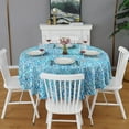 thumbnail image 2 of Blue White Tie Dye Textured Pattern Round Tablecloth 60"x60",Wrinkle Wipeable Table Cloth for Kitchen Dining Room Picnic Patio Party, 2 of 6