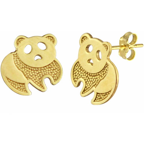US GOLD 10kt Gold Panda Stud Earrings - Walmart.com
