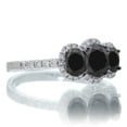 thumbnail image 2 of 2 Carat Oval Cut Three Stone Trilong Black Diamond Engagement Ring on 10k White Gold, 2 of 3