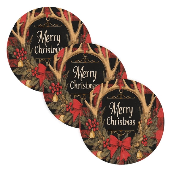 BZSMCE Mats for Pots,Pans Place Christmas Painting Of Elegant Plaid Painting Simple Style Pattern Pot Mats