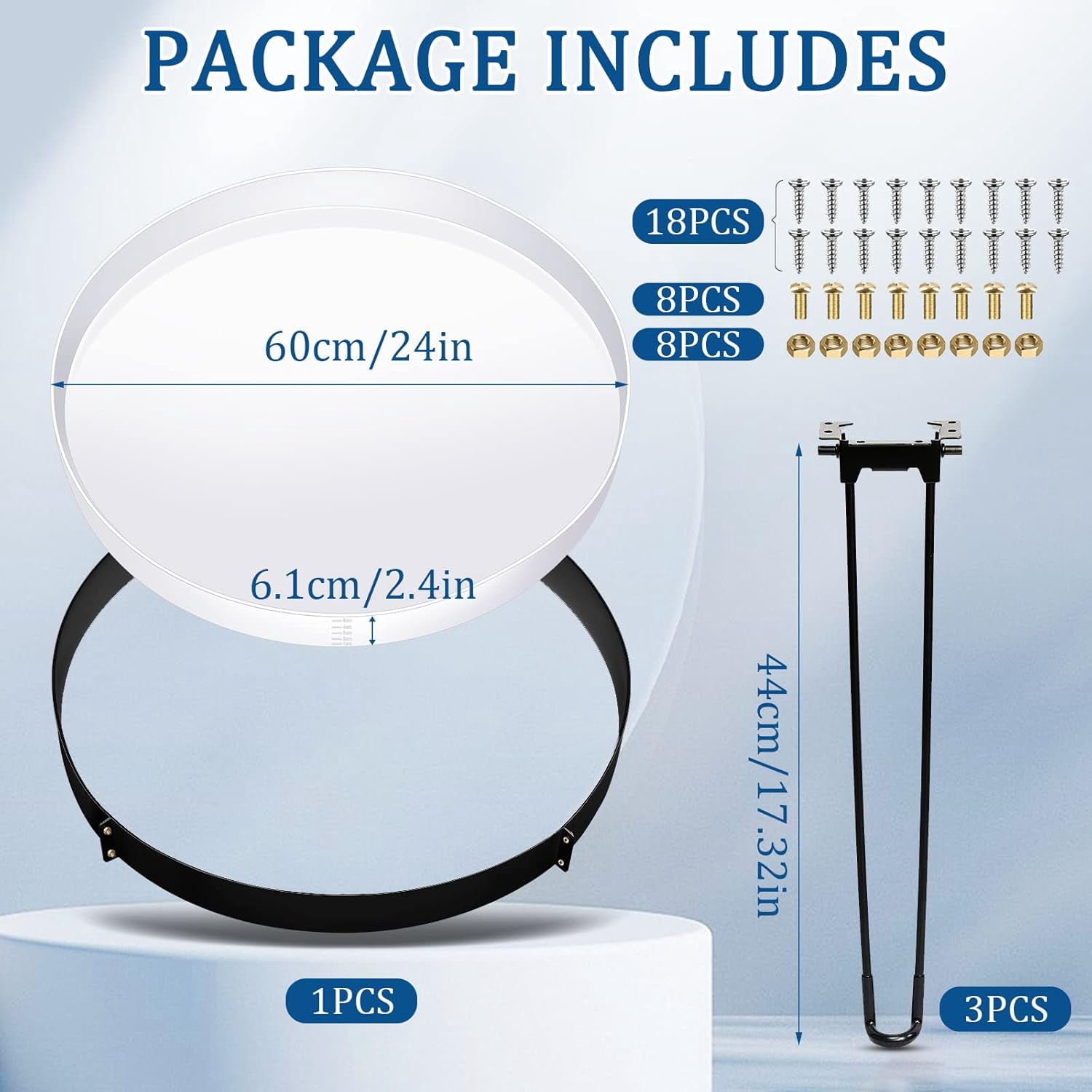 24 Inch Extra Large Resin Table Molds Round Epoxy Resin Molds Set with Metal Frame 3 Hairpin Legs for Table Epoxy Resin Table Mold Epoxy Table Mold for Charcuterie Board River Table DIY Art