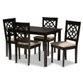 thumbnail image 1 of Baxton Studio Renaud 5-Piece Wood Upholstered Dining Set in Sand and Espresso, 1 of 7