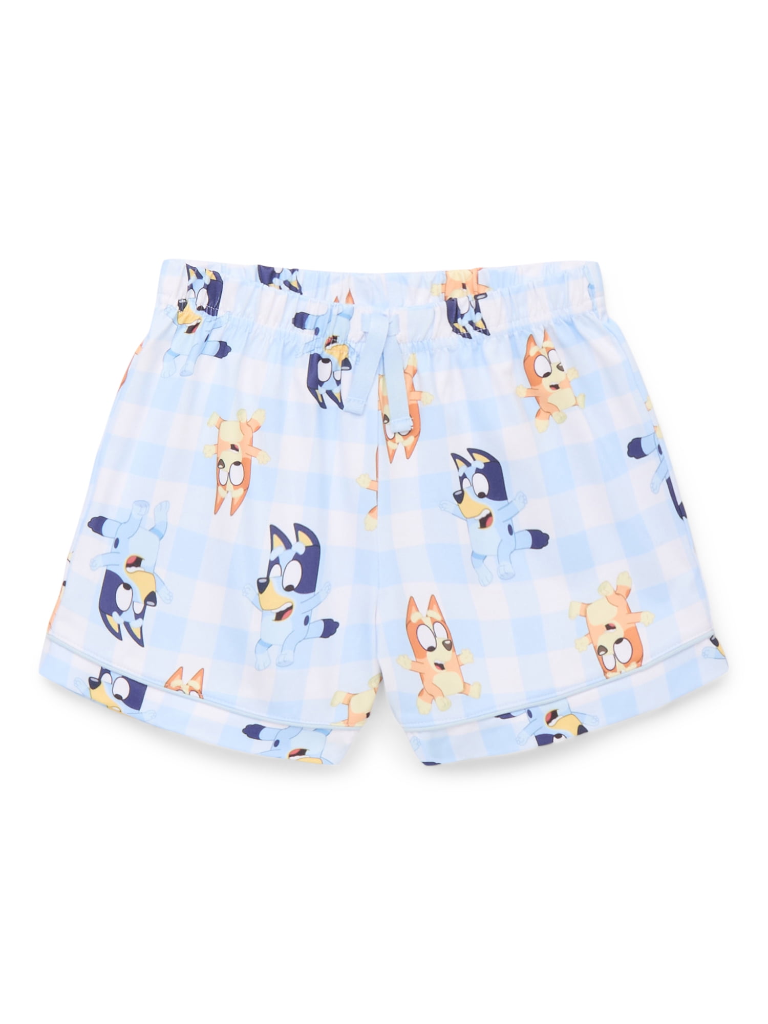 Bluey Girls Short Sleeve Button Down Top with Shorts, 2-Piece Pajama Set, Sizes 4-12