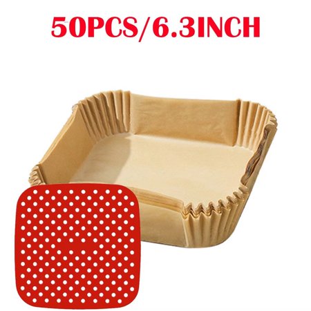 Paper for Air Fryer, Household Baking Oil Paper, 50Pcs Barbecue Oil Absorbing Paper, Square Paper Tray