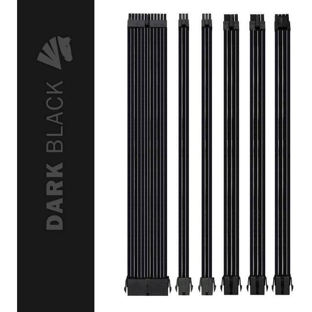 Asiahorse Customization Mod Sleeve Extension Power Supply Cable Kit 18AWG ATX/EPS/8-pin PCI-E/6-pin PCI-E (Black)
