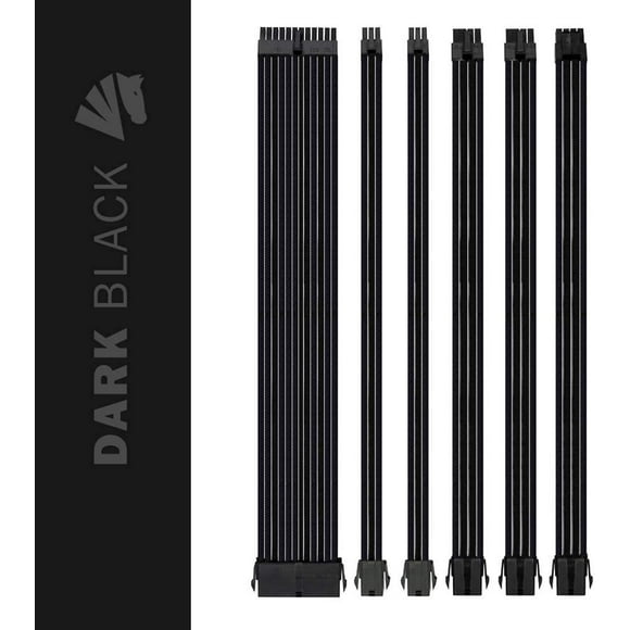 Asiahorse Customization Mod Sleeve Extension Power Supply Cable Kit 18AWG ATX/EPS/8-pin PCI-E/6-pin PCI-E (Black)