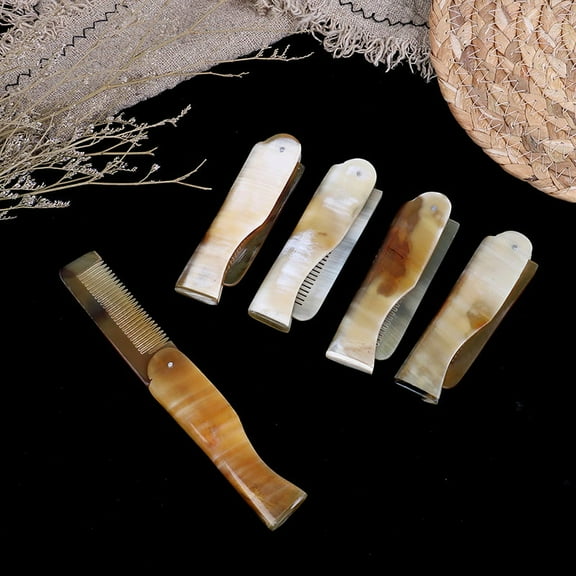 Yak Horn Comb Foldable Pocket Clip Moustache Beard Styling Hairdressing Tools