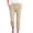 #103-Khaki, variant on Cutuoiiu Women Fashion Button Closure Solid Color Mid Rise Slim Fit Capri Pants with Side Vent and Pockets Casual Stretch Trousers Gifts