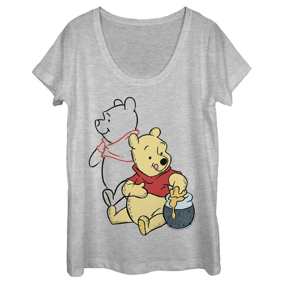 Women's Winnie the Pooh Honey and Happiness  Scoop Neck Athletic Heather Small