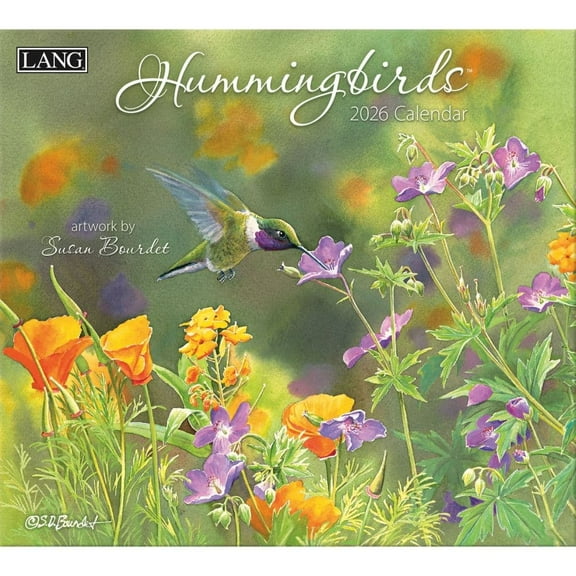 Lang Companies, Hummingbirds 2026 Wall Calendar by Susan Bourdet, 13.4'' X 12'', 12-Month Calendar with Stapled Binding