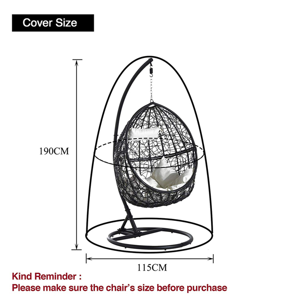 Outdoor Furniture Covers, Garden Outdoor Hanging Chair Cover, Hanging Swing Chair Cover Waterproof Rattan Egg Seat Protect, 75" H x 45" D - image 5 of 8