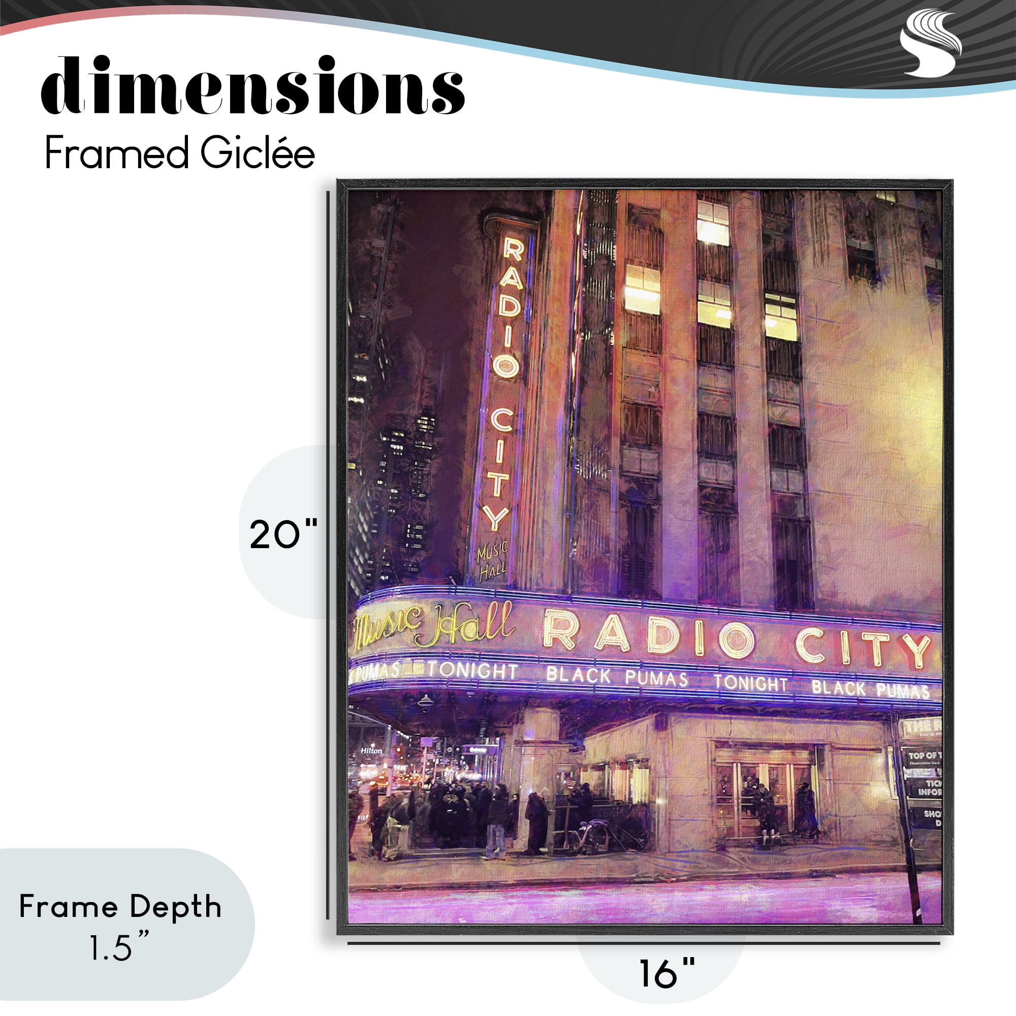 Stupell Industries Radio City Music Hall Black Framed Giclee Art, design by Grotto Studios